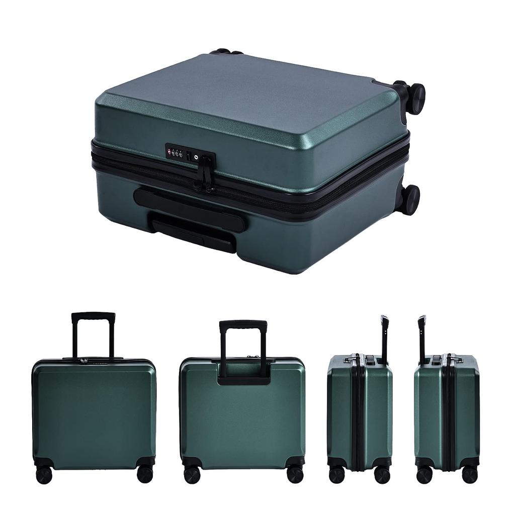 Tabitra Suitcase, Carry-on, Zipper Frame, Double Casters, TSA Lock, Travel, Business Trip, Ultra Lightweight, 8 Wheels, Dark Green, SS Size