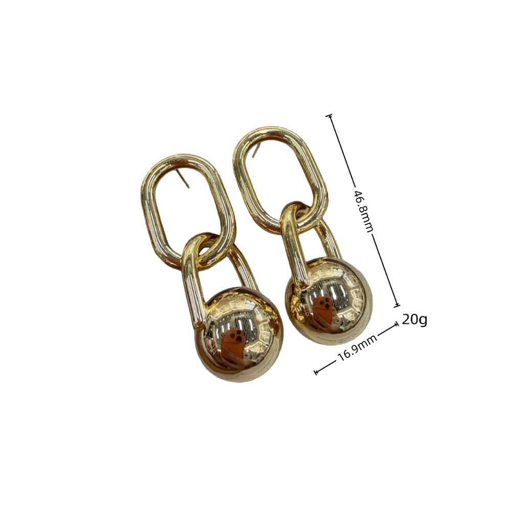 Metal Wind Simple Ball Ring Buckle Hollow Earrings Fashionable Hollow Ball Geometric Stud Earrings
