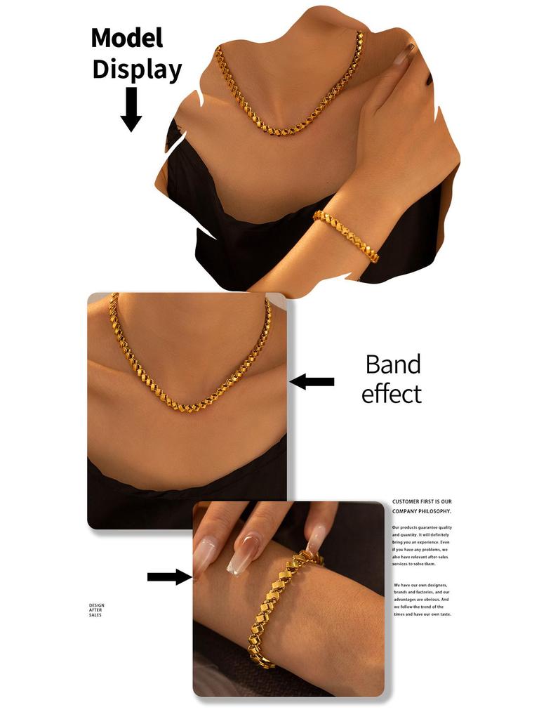 Minimalist Gold-Plated Copper Necklace & Bracelet Set
