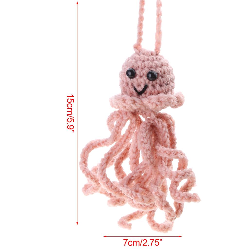 Car Rear Mirror Woolen Octopus Hanging Ornament for Women Girl Car Interior Decorations Pendant for Backpack Keychains