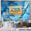 Custom Name Argentina Football Team Printed Tapestry, for Bedroom,Livingroom, Dormitory, Large Wall Decor, Fabric Decor Fan Birthday Gifts