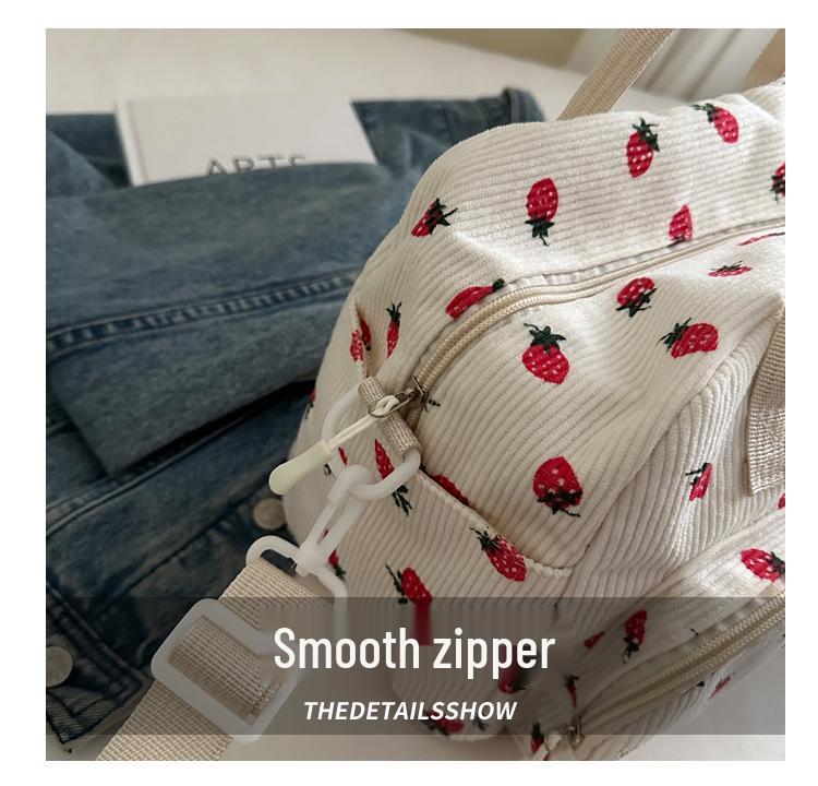 2025 Autumn Women's Retro Corduroy Strawberry Crossbody Bag