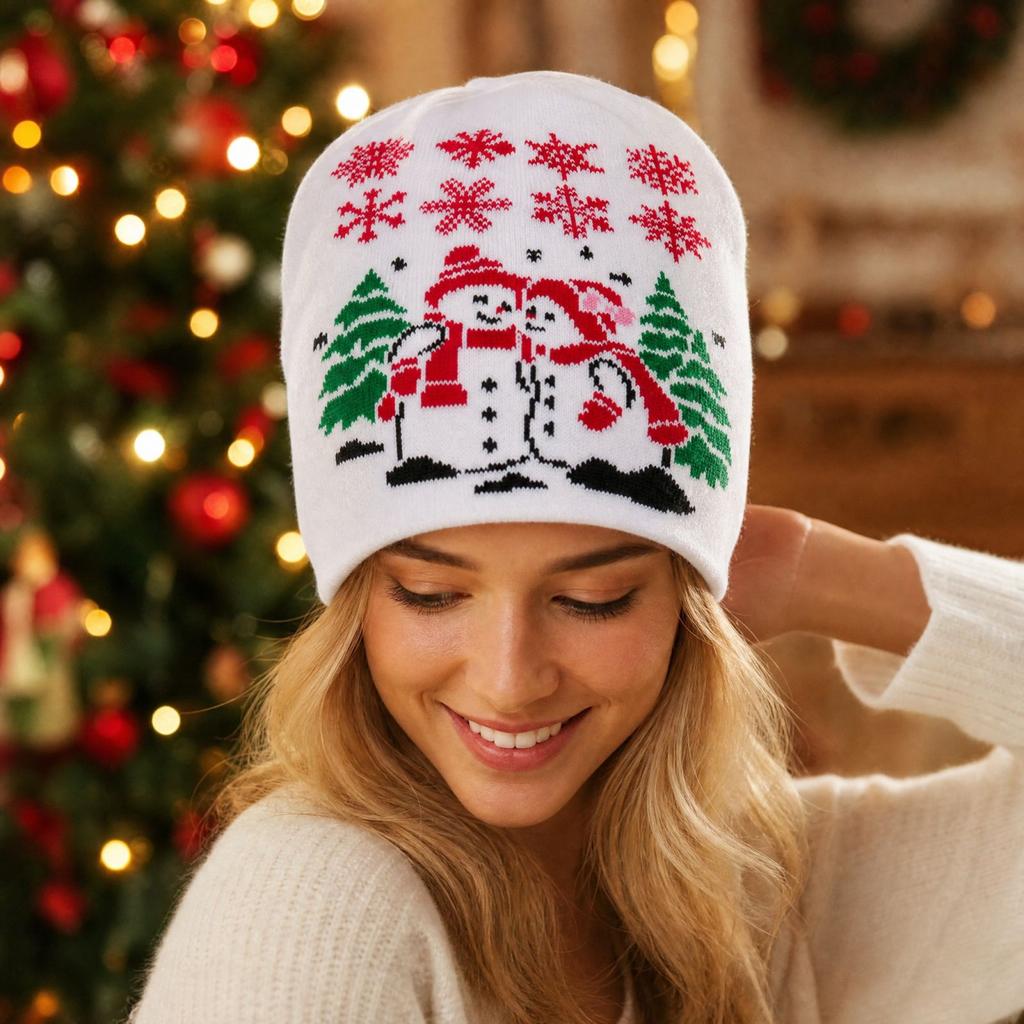 Unisex Christmas Knitted Hat for Men Women Fall Winter Holiday Party
