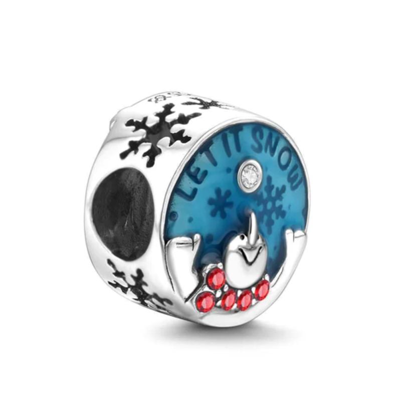 New Copper Christmas Santa Claus Deer Apple Snowman Charm Bead Fit Original Pendant Bracelet Diy Jewelry For Women