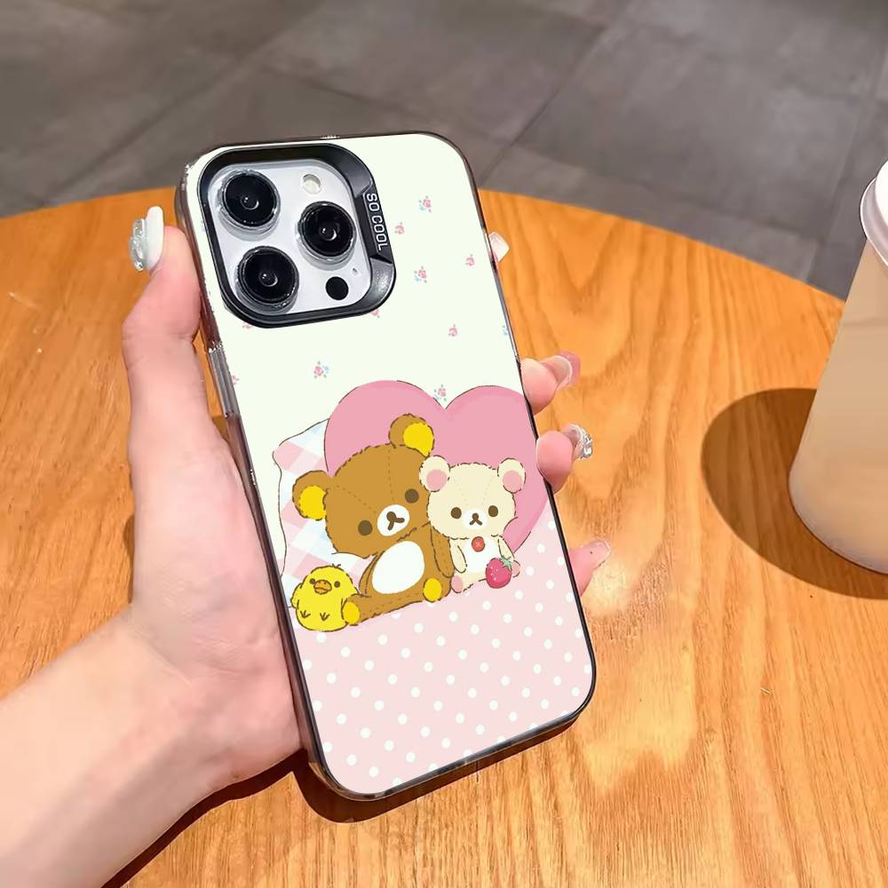 CUTE R-Relax K-kuma R-Rilakkuma Phone Case For iPhone17,16,15,14,13,12,11,Pro,MAX White Matte Shockproof Cover iPhone15pro