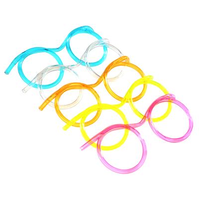 1/2Pcs Straw Glasses Funny Soft PVC Glasses Flexible Drink Eyeglasses Straw For Kids Holiday Birthday Party Supplies Creativity