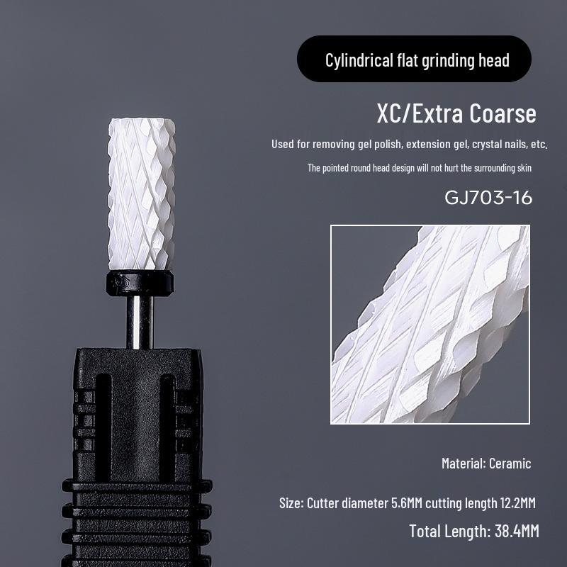 Ceramic Nail Art Grinding Head for Nail and Dead Skin Removal - Non-Heating Replacement Drill Bit.