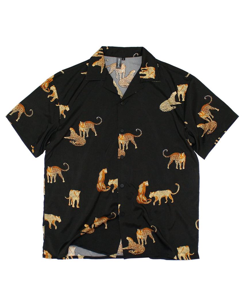 Camisa de Verano ROCKPSYCHO Leopardo - Negra