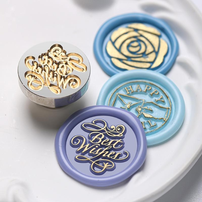 5Pcs Butterfly Rose Embossed Seal Stamp Replaceable Seal Stamp Head for Letter Envelope Christmas Card Party Invitations