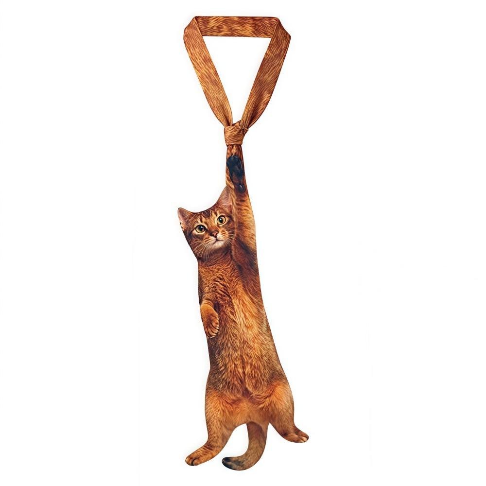3D Cat Cat-shaped Unisex's Tie Animal Pattern Novelty Kitten Necktie Lifelike Satin Fabric Creative Neck Tie For Party Wedding
