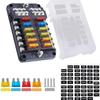 Universal Blade Fuse Box Holder 6/12 Circuit 12V 24V Durable Fuse Block for Automotive Car Marine Boat Off-road Vehicle