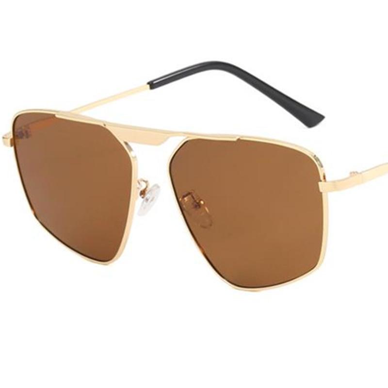 

Fashion Oversize Frame Sun Glasses Polygon Anti-UV Spectacles Retro Alloy Eyeglasses Google Personality Single Beam Sunglasses as picture коричневый