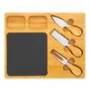 Bamboo Cheese Board Set with Knife, Fork, and Slate Steak Plate