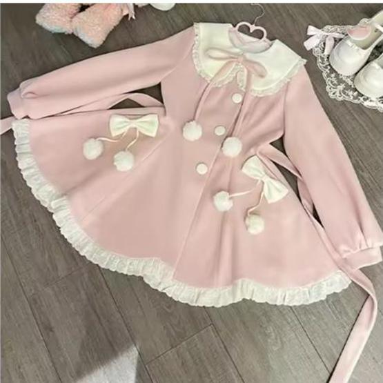 Japanese Kawaii Lolita Lace Patchwork Sweet Dress Coat Women Y2k Aesthetic Contrast Color Dresses Single Breasted Party Vestidos
