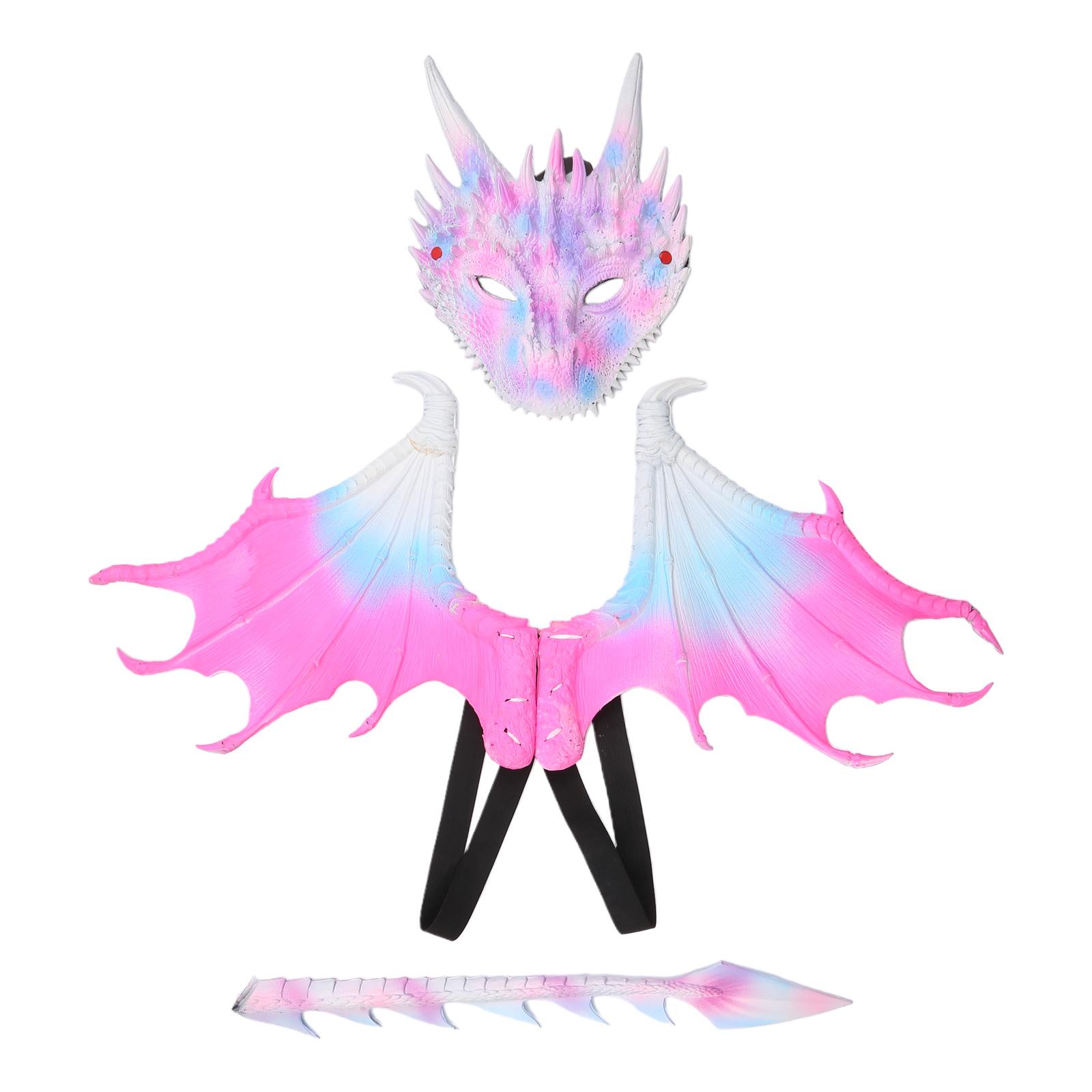 Children s Dragon Wing Tail Mask Costume Dinosaur Tail Mask Set Halloween Dragon Cosplay Costume Set for Kids A