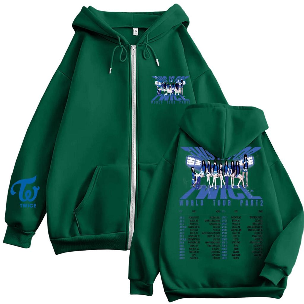 Damska codzienna modna bluza z kapturem zapinana na zamek, z nadrukiem i długim rękawem