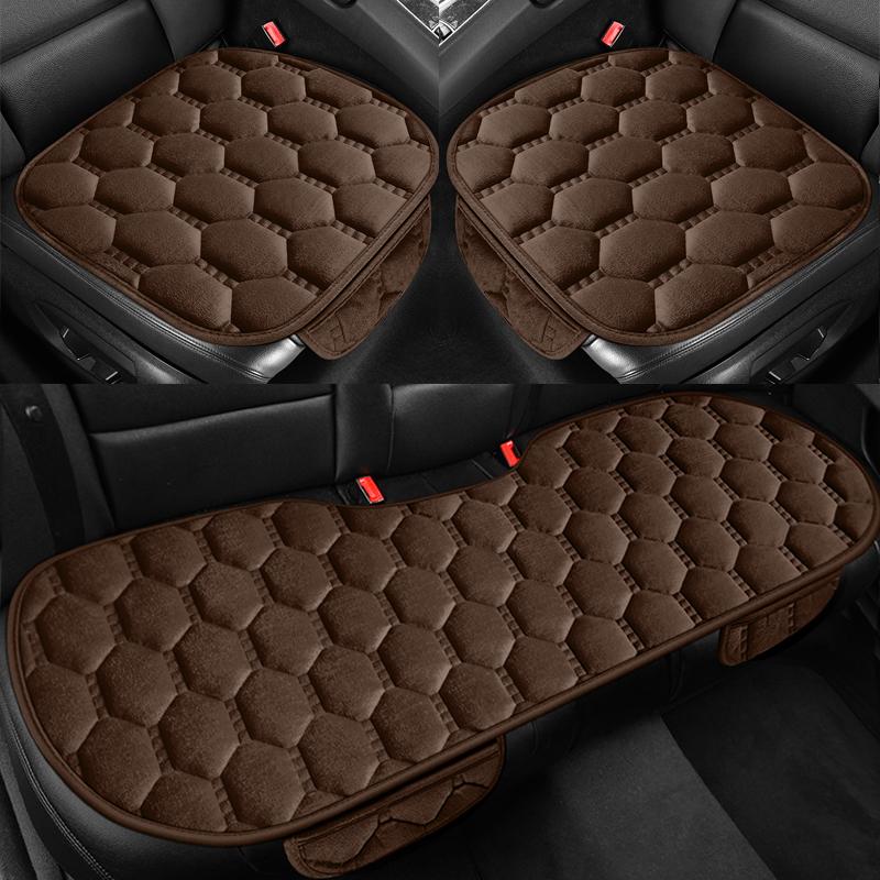 Car Seat Cushion Winter Short Plush Three Piece Set Without Backrest Anti Slip Winter Rear Universal Car Seat Cushion Warm