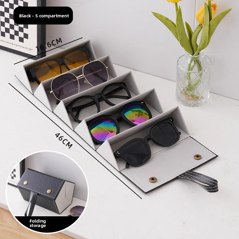 Portable Glasses Sunglasses Multi Grid Folding Travel Portable Storage Box