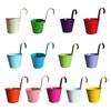 10 pz Vaso da Fiori in Metallo Ferro da Appendere per Ringhiera Recinzione Secchiello da Appendere Porta Piante con Gancio Staccabile Decorazione da Giardino