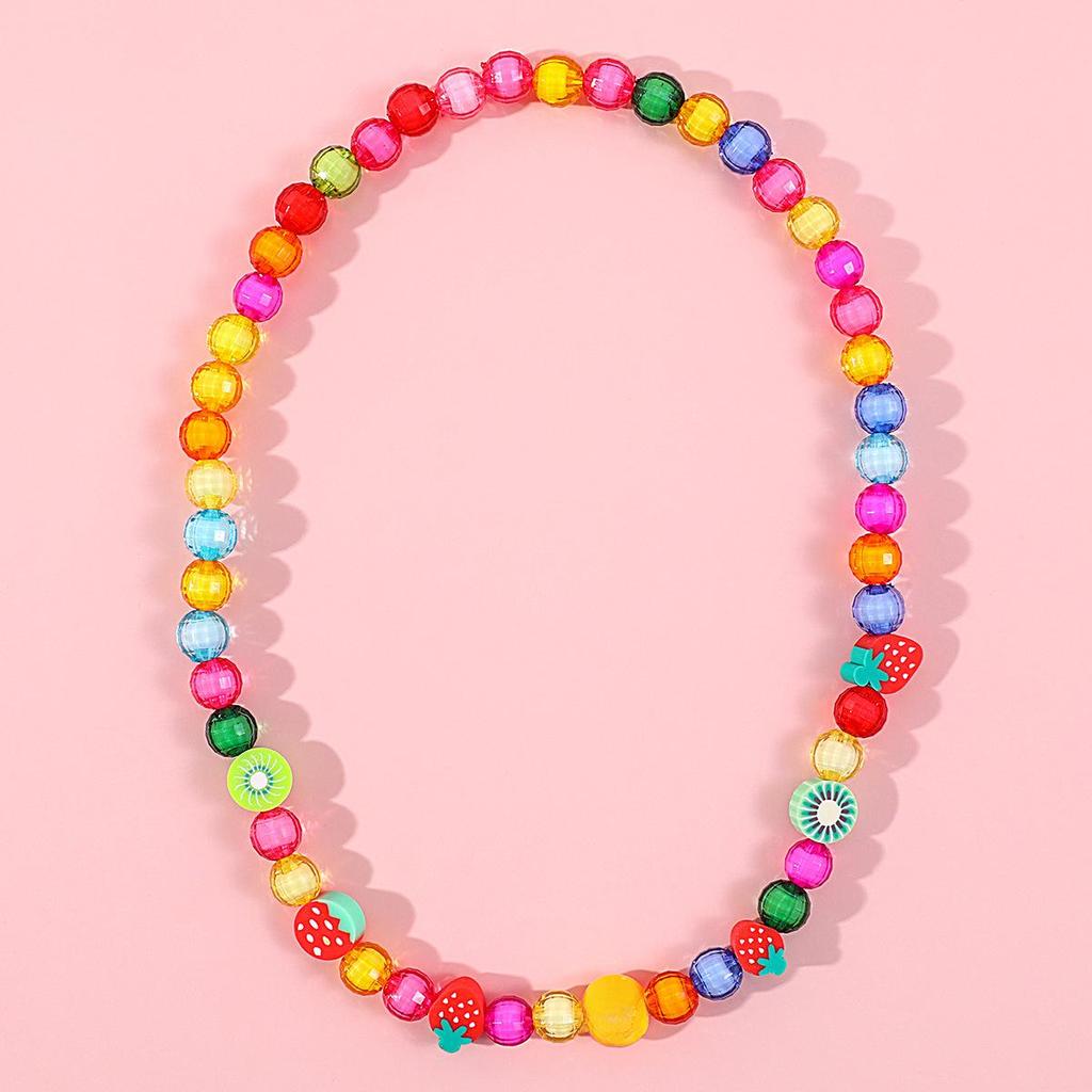 Kids' Flower Necklace & Bracelet Set – Colorful Acrylic Beads