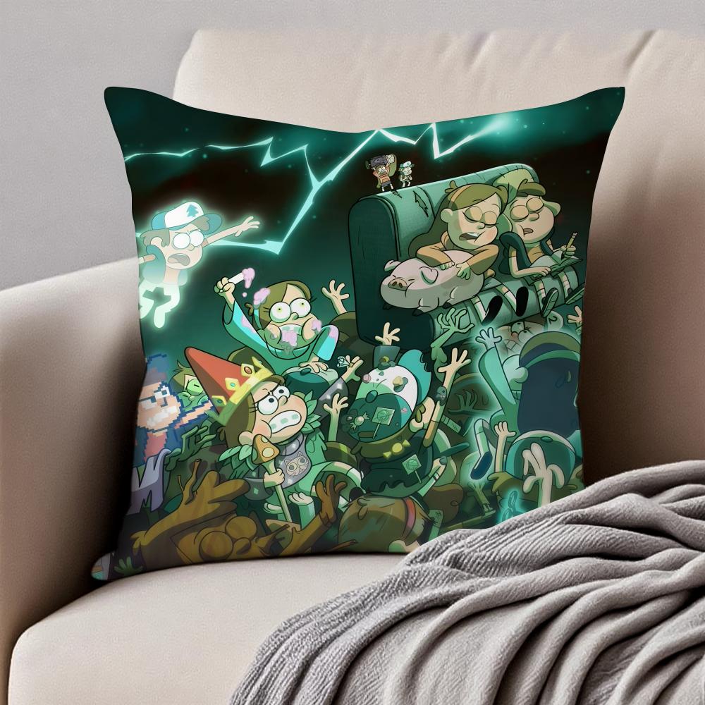 Funny American Cartoon GGravity Fall Cushion Cover Pillowcase Antidustmite Invisible Zipper Short Plush Sofa Cushion