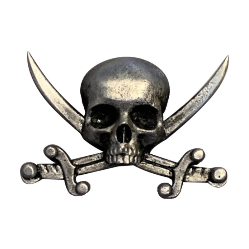 Retro Skull Daggers Cross Sword Brooch Gothic Horror Skeleton Badge Lapel Pins Statement Metal Brooches Gift for Boys