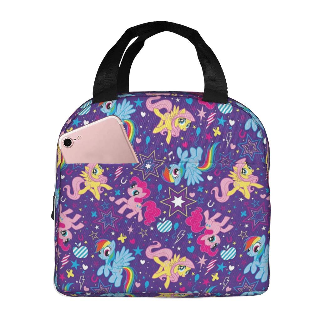 Custom Littles Ponyed Insulated Lunch Bag for Work School Twilight Sparkle Leakproof Thermal Cooler Lunch Box Men Women