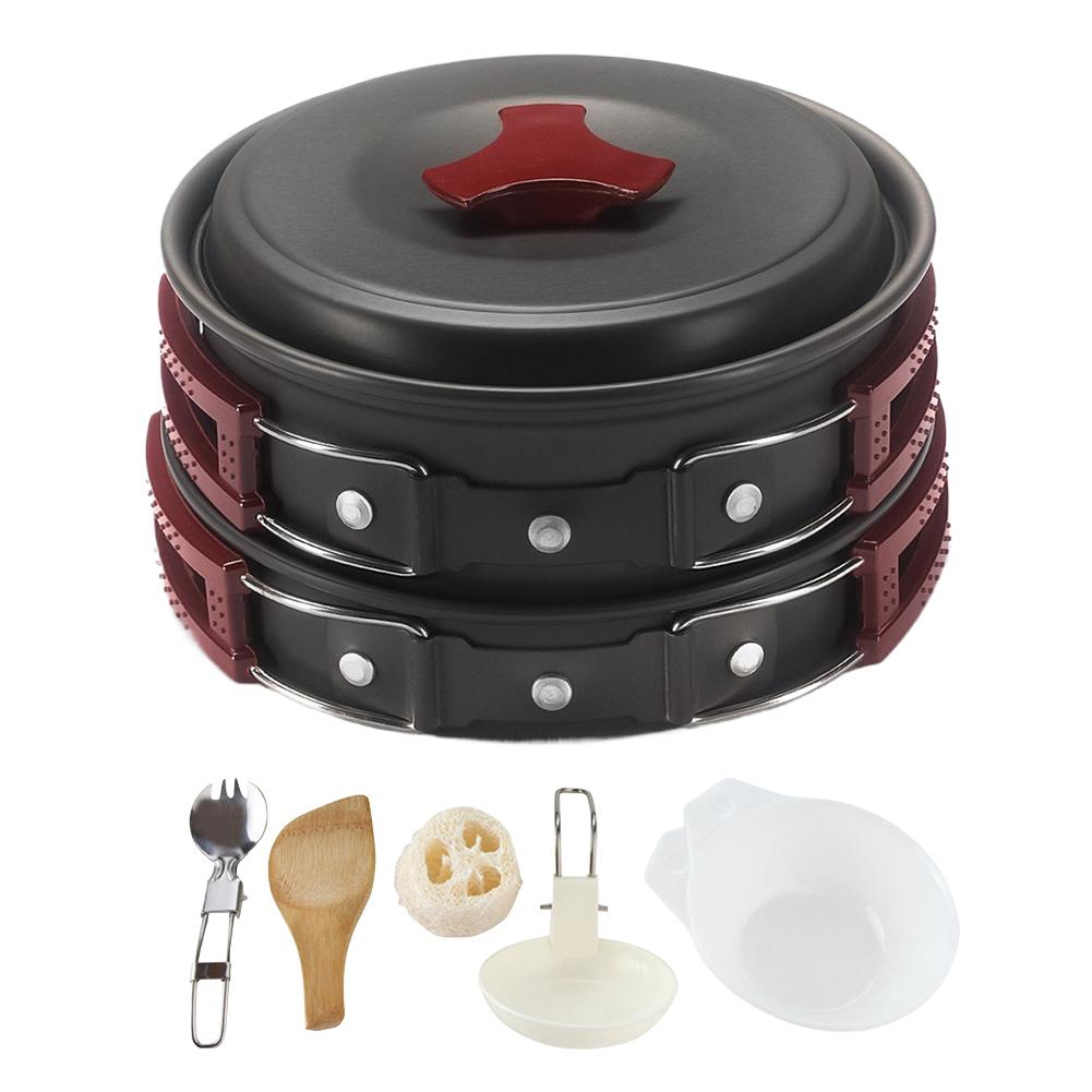 Outdoor Pot Tableware Kit Pot Pan Set Travel Cutlery Utensils Cookset Cooking Kit for Camping Backpacking Outdoor Cooking Picnic