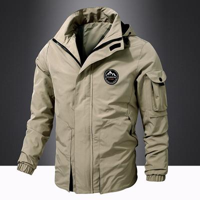 Men's Jacket Spring and Autumn Youth Casual Jacket Hooded Men's Top Outdoor Mountaineering Leisure Travel Men