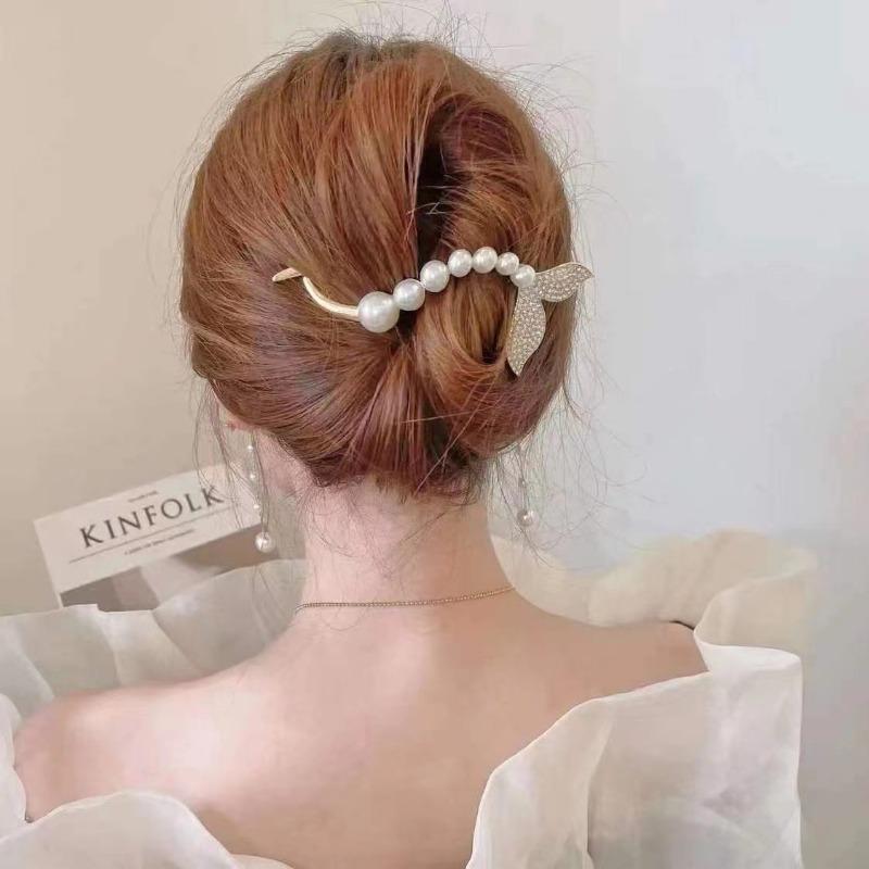 Trendy Personal Flower Hairpins Women Pearl Hair Clips Accessories Temperamental Alloy Hair Accessories