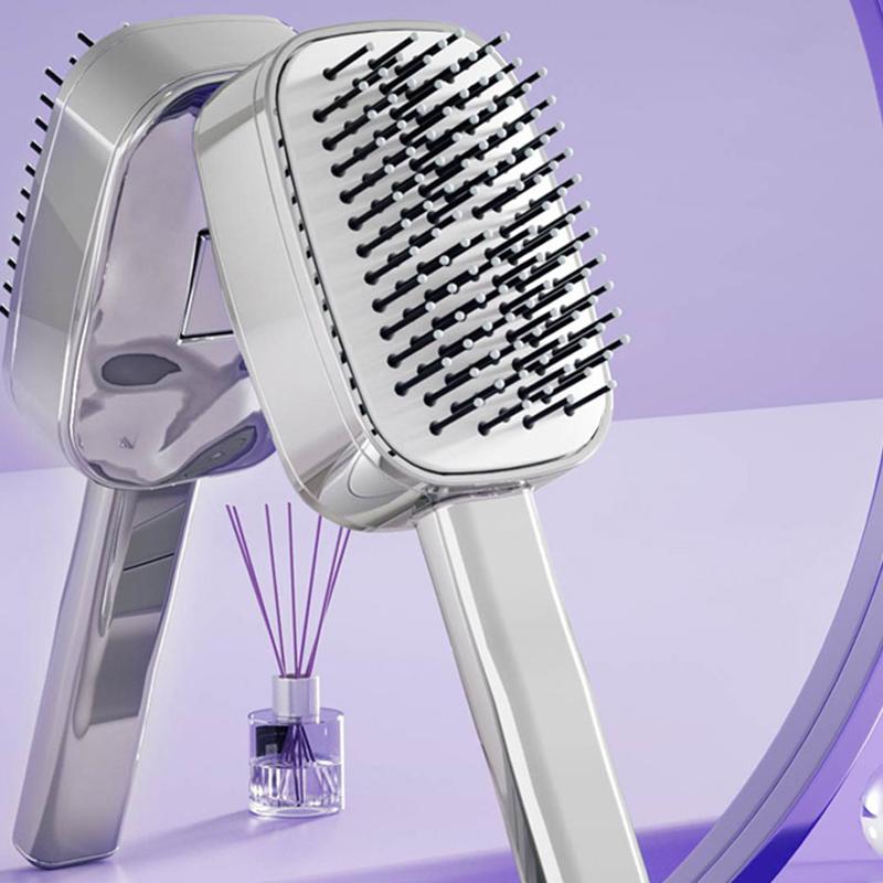 New Self Cleaning 3D Air Cushion Massager Hair Brush Airbag Massage Comb Brush Electroplated Detangling Anti Static Hairbrush