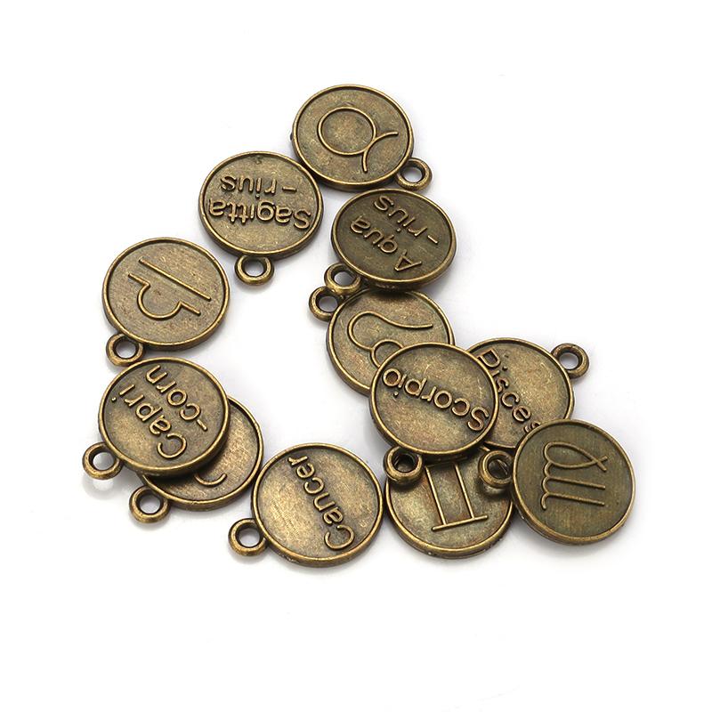 12Pcs/lot Alloy Drip Oil Charm Color Twelve Constellations Enamel Pendant for Jewelry Making DIY Bracelet Necklace Accessories