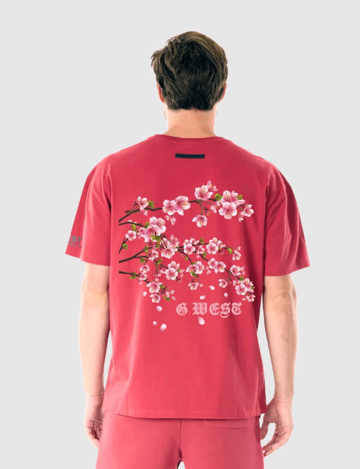 G WEST CHERRY BLOSSOM T-SHIRT - BRICK RED 4XL