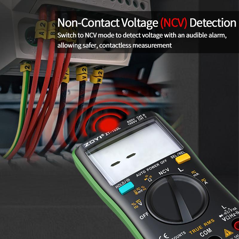 ZOYI 102L High Precision Inductance Meter & Multimeter Tester, True RMS, 6000 Counts, 60H, AC/DC Current/Voltage Tester