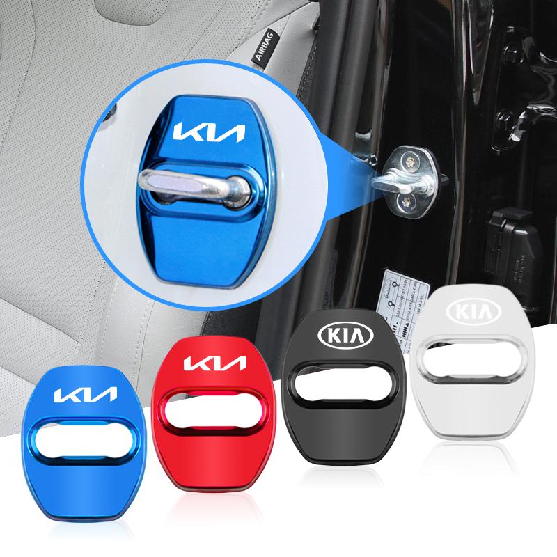 4Pcs Titanium Alloy Car Door Lock Protective Cover For KIA Sportage Seltos Sorento K3 K4 Soul Carnival EV6 EV9 Carnival K5 Pegas