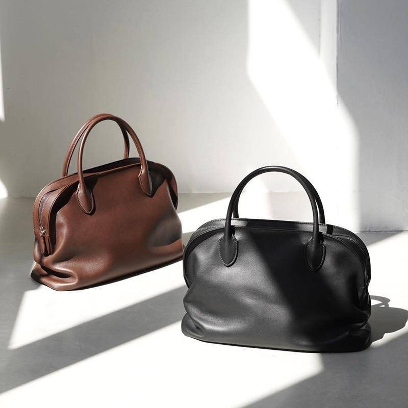 Minimalist Style Protective Ball Bag Inside And Outside Full Leather Armpit Bag Women's Versatile Casual Real Leather Handbag