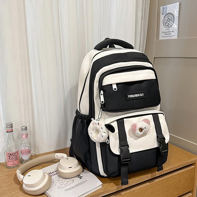 New High-value College Style, Fresh and Sweet Backpack, Contrasting Color Splicing Make-up Bag, Junior High School Student Backpack