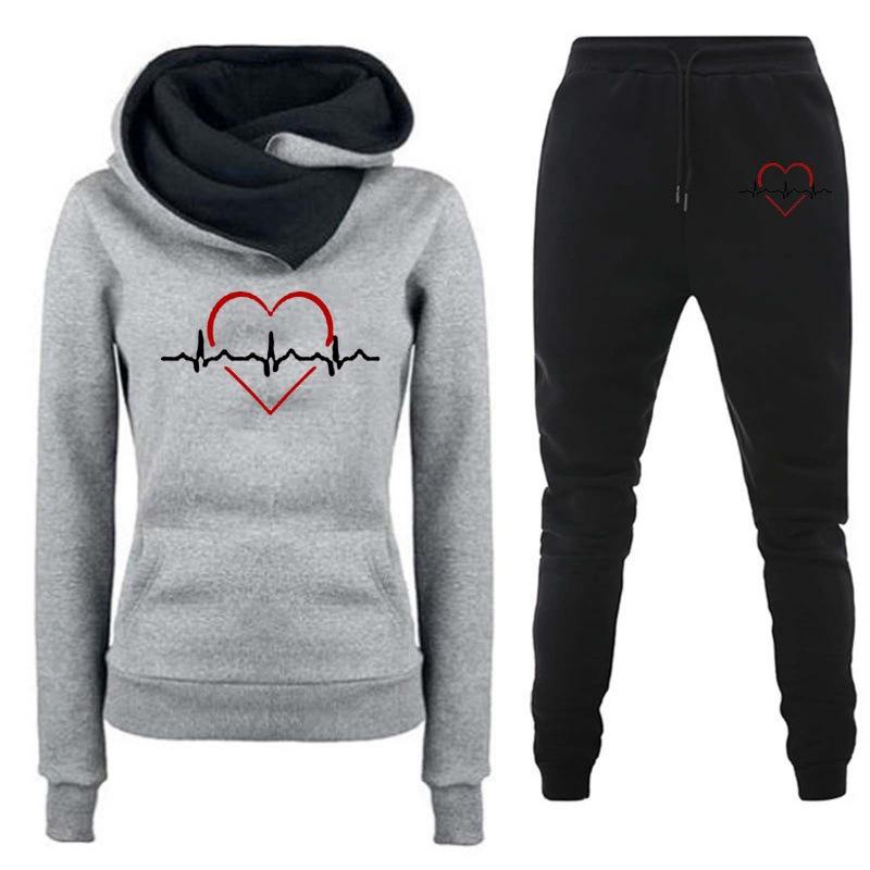 2024 Spring and Autumn Winter New Velvet Hooded Sportswear Set for Women, Hoodies, Pants, Women's Clothing