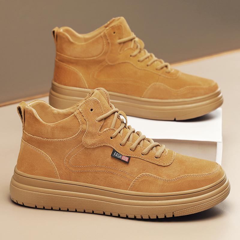 

Модные мужские туфли в стиле ретро с высоким верхом на шнуровке, осенние черные рабочие туфли на плоской подошве, мужские ботинки с противоскользящей подошвой, повседневная обувь для активного отдыха, ботинки-пустынники Zapatillas Hombre 10 жёлтый