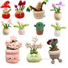 Artificial Potted Green Plants Plush Toys Andelion Narcissus Mushroom Cactus Peach Blossom Cartoon Girls Boys Birthday Gift Deco