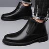 Herbst Winter Neue Designer-Lederstiefel für Herren Einfarbige Mode-Plateauschuhe Männliche Mode Lässige Business-Knöchelboots Mann