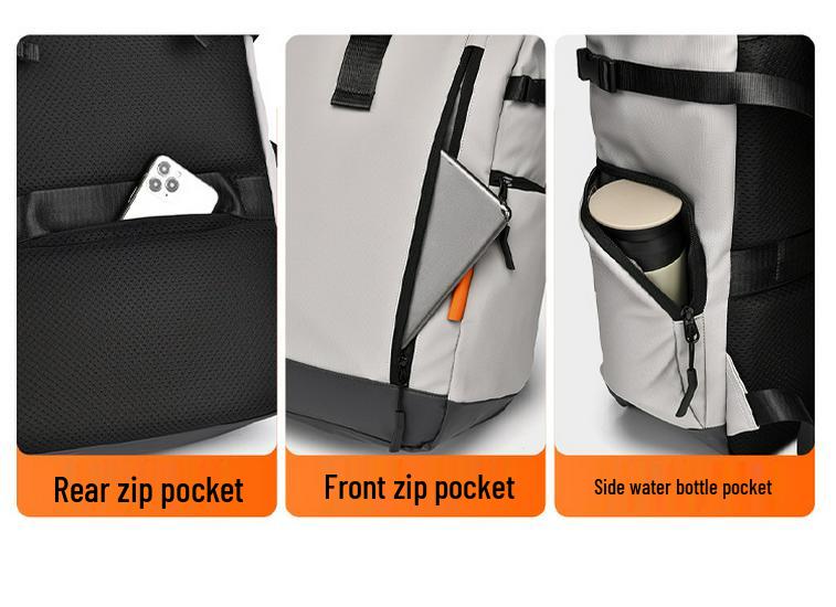 Men's Color-Blocked Roll-Top Backpack: Large Capacity & Multi-functional with Custom Logo Options
