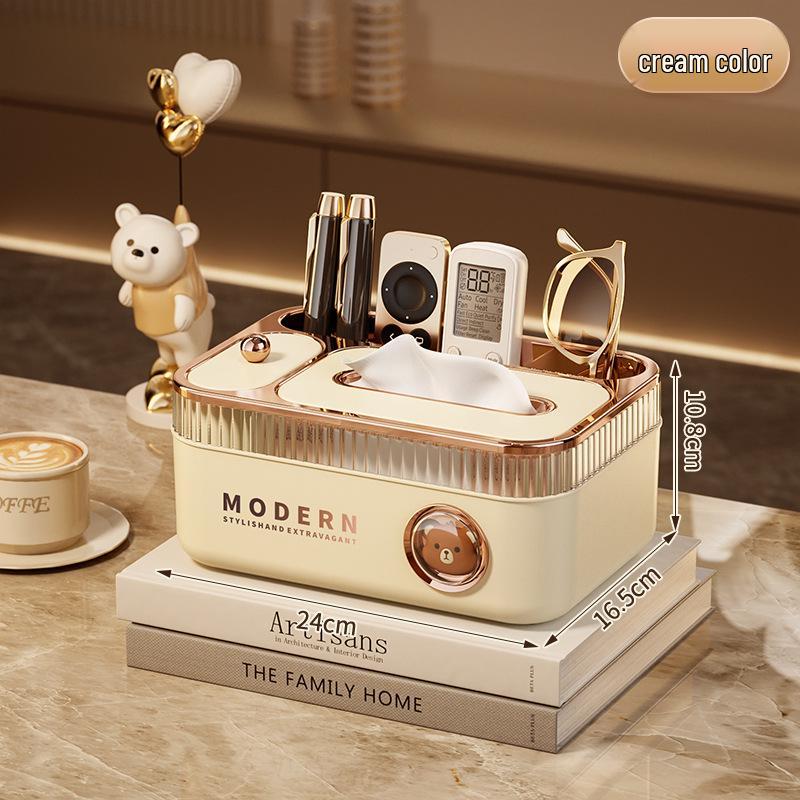 Elegant Multifunctional Tissue Box with Remote Storage for Living Room or Bedroom