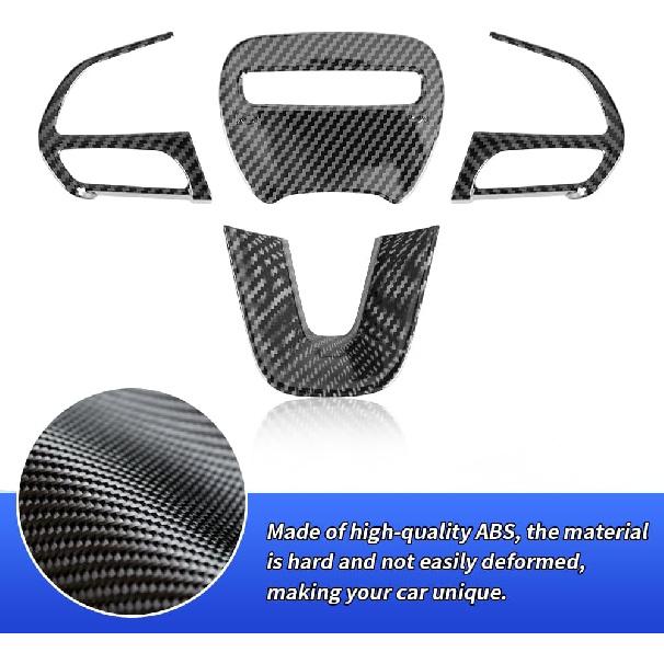Carbon Fiber Style Car Steering Wheel Trim Cover Panel For Dodge Challenger Charger 2015- And Dodge Durango 2014- Auto Interior Decorations