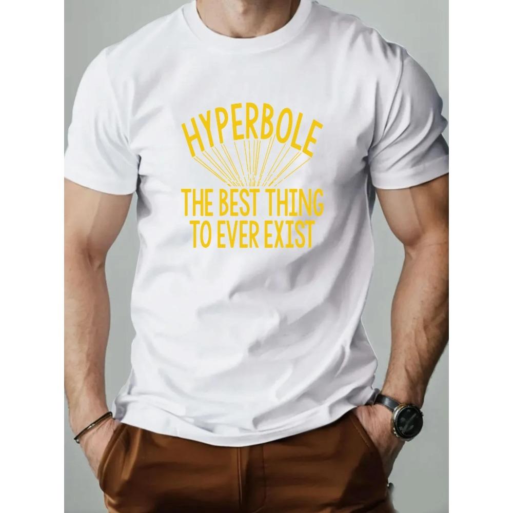 Summer Men's T Shirt English Doodle Elements Print 100% Cotton Leisure Breathable Round Neck T-shirt High Quality Men's Clothing