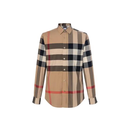 

Burberry Check Long-sleeved shirts men s Camel 8010213 M