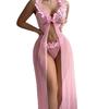 Europe and the United States popular flower suspender long skirt perspective mesh sexy underwear lace thong women