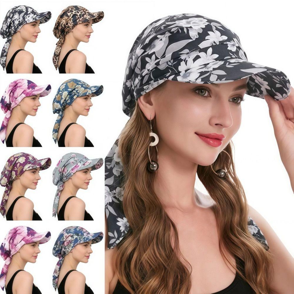 Baseballkappe mit Schirm und Riemen Atmungsaktiver Turbanhut Sommer-Kopftuchhut Alltagsoutfits