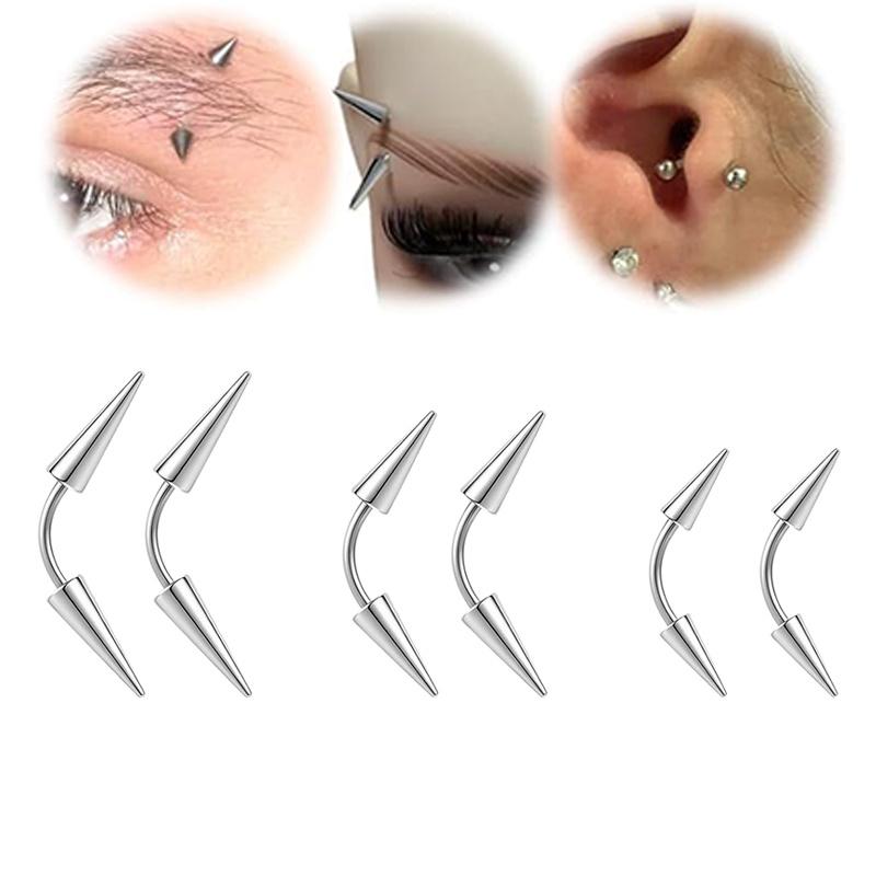 2 Stück/6 Stück Spike Augenbrauen Piercing Schmuck Edelstahl Gebogener Barbell Augenbrauen Tragus Lippenringe Ohrringe Für Männer
