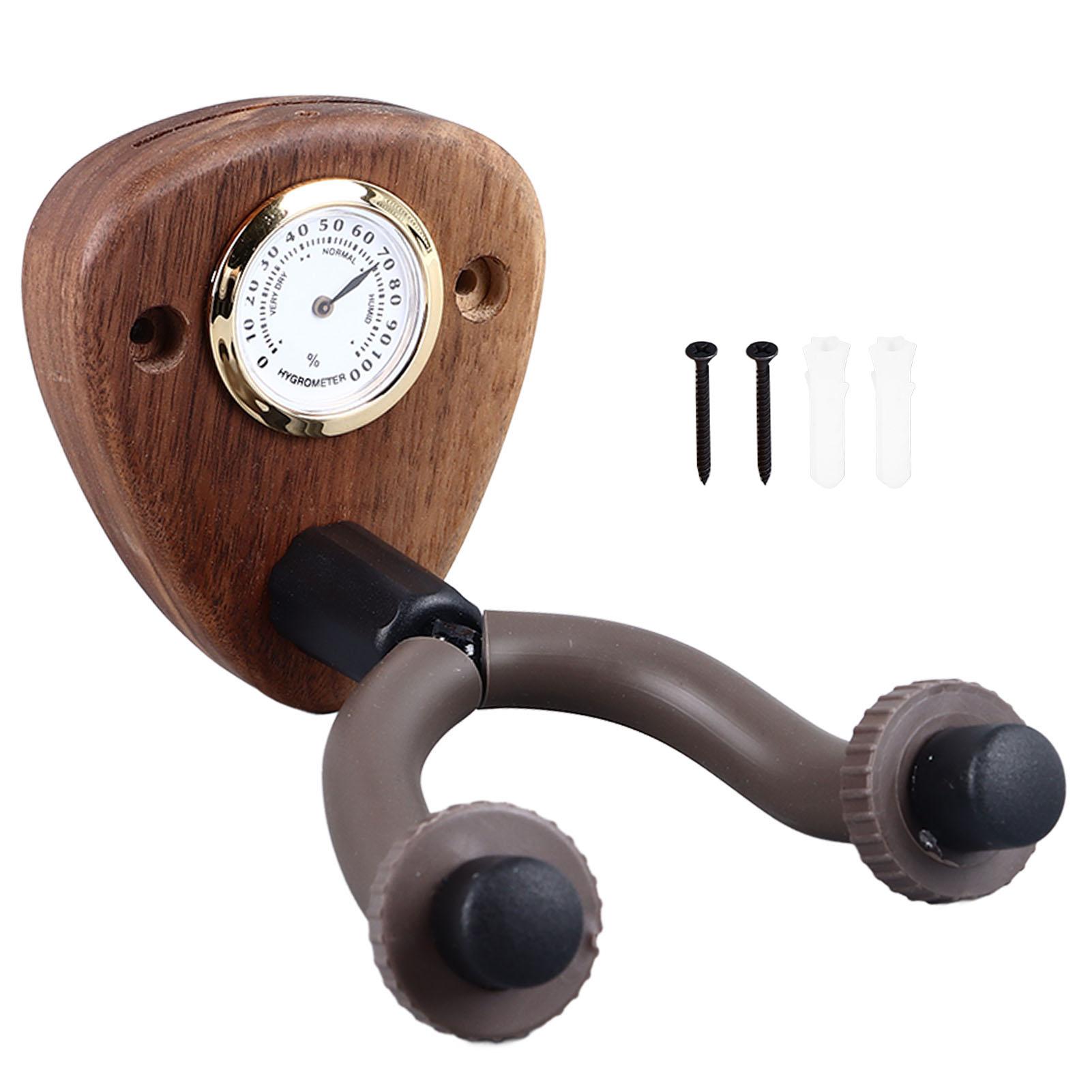 

Wall Mounted Guitar Hanger with Hygrometer Wood Anti Slip Multifunctional Guitar Hook for Violin